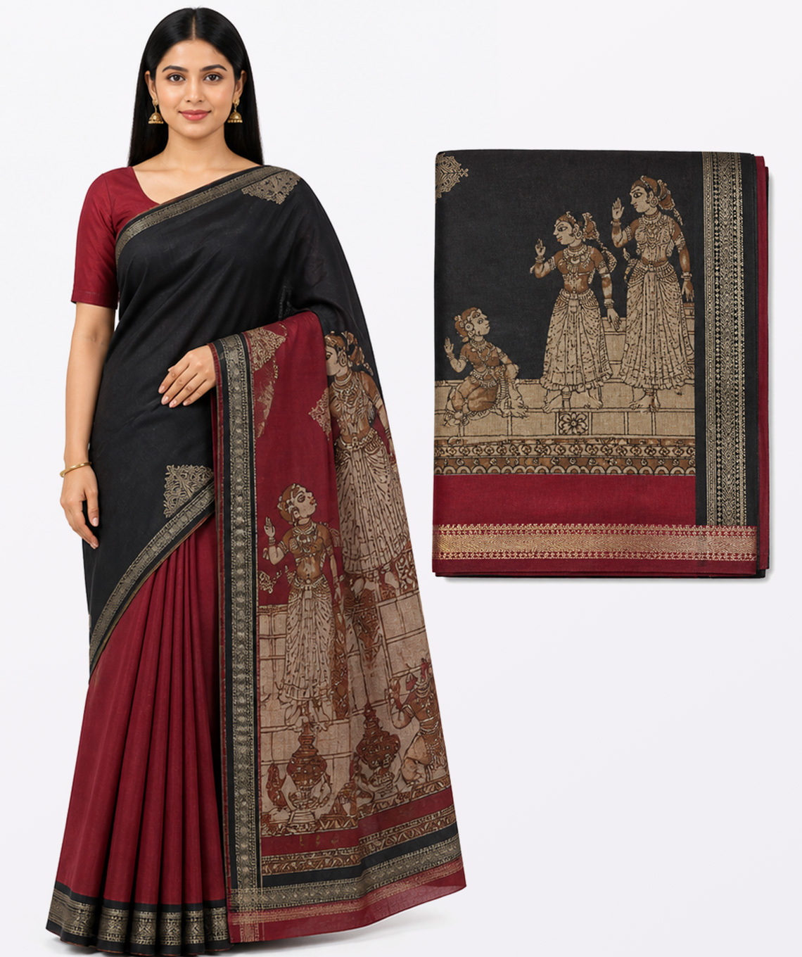 Dry Fruit Saree – Maroon