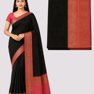 Art Silk Red & Black Saree