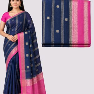 Art Silk Blue & Pink Saree