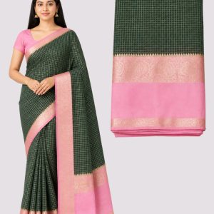 Art Silk Green & Pink Saree