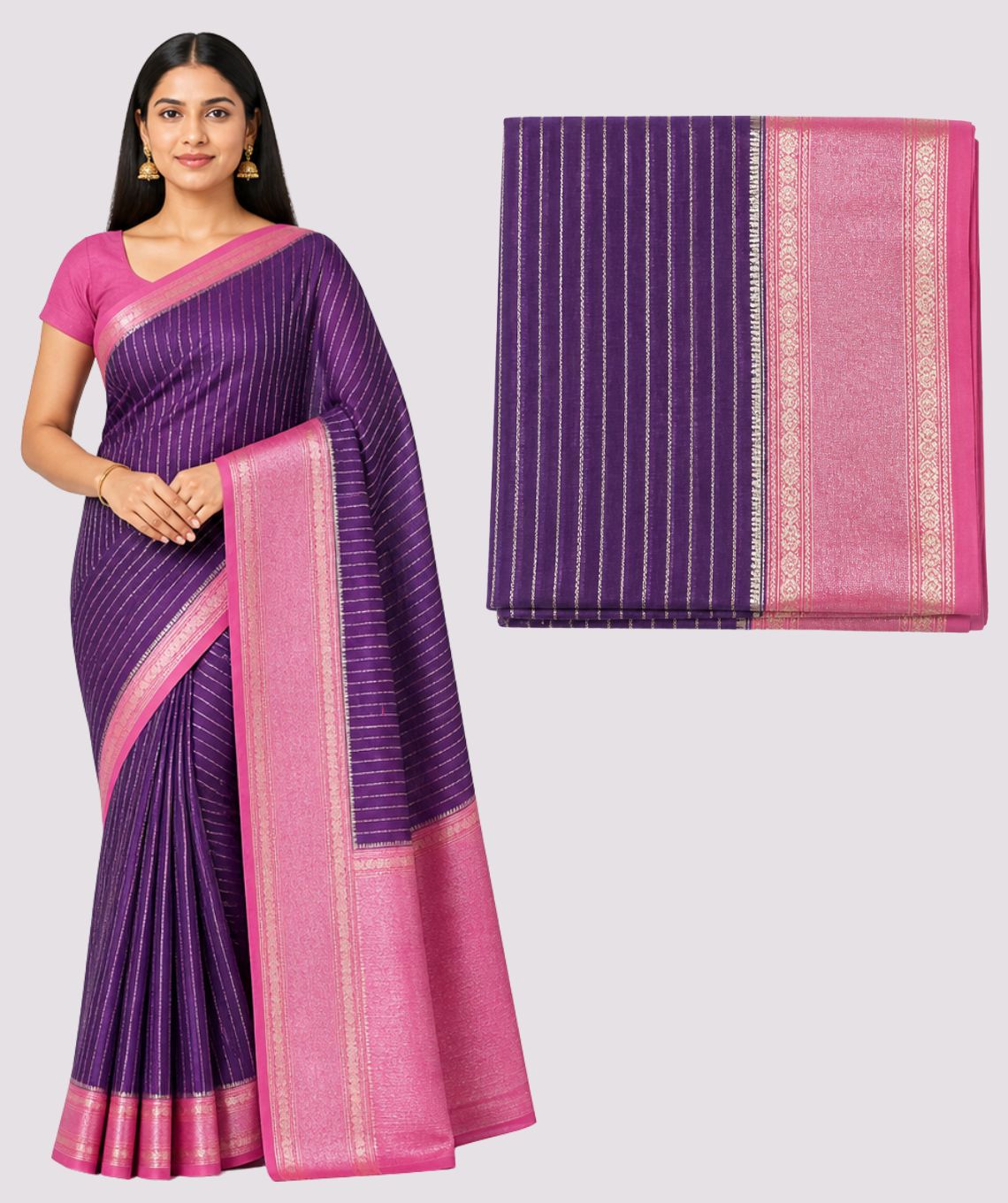 Art Silk Magenta & Pink Saree