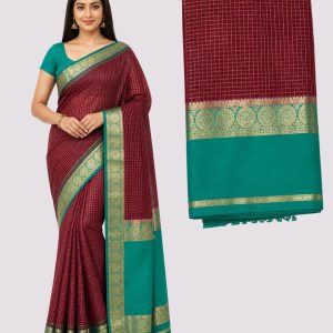 Elegant deep Maroon Saree