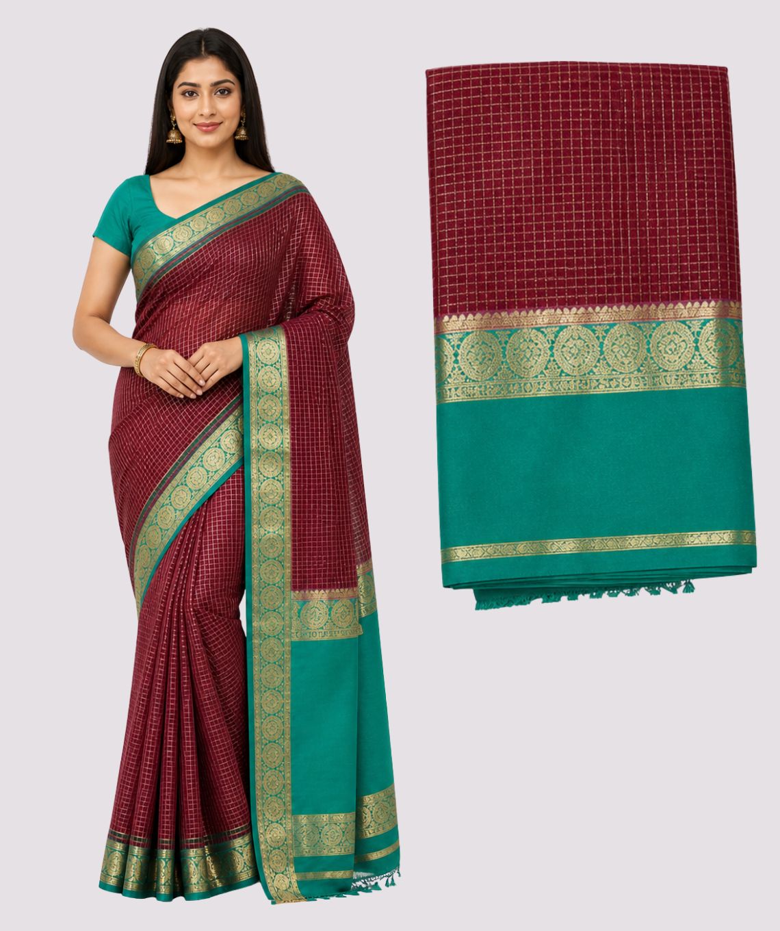Elegant deep Maroon Saree