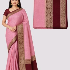 Art Silk Pink & Maroon Saree