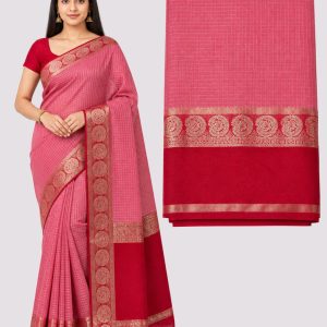 Art Silk Pink & Red Saree