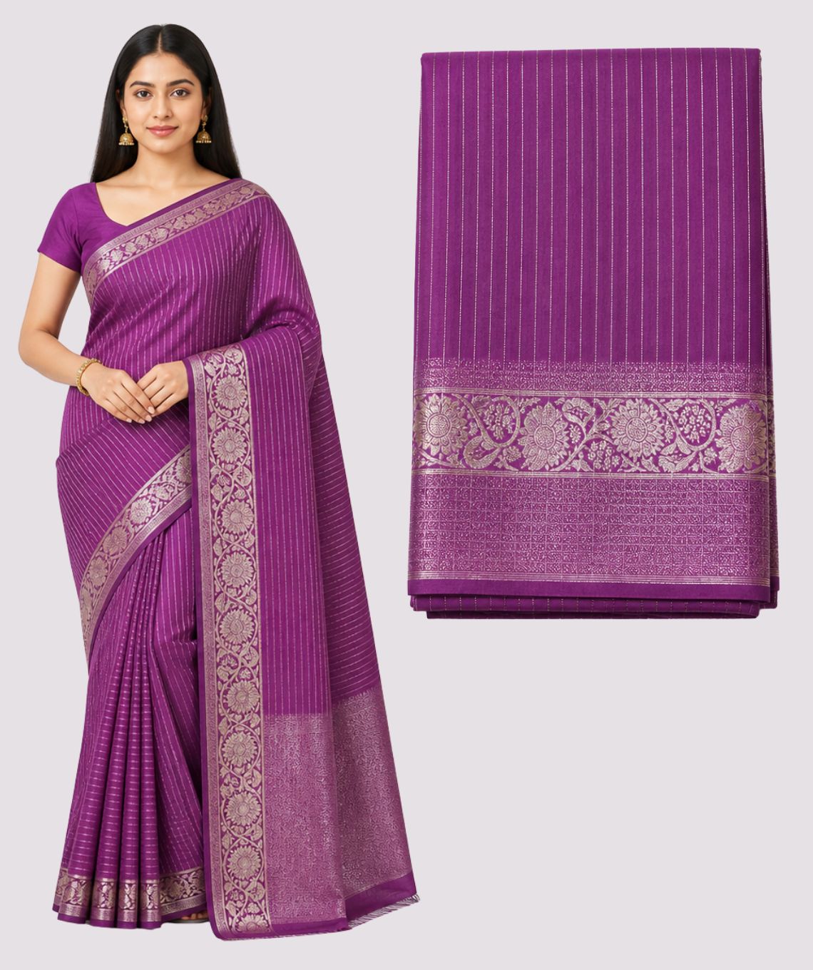 Art Silk Purple Saree