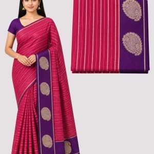 Art Silk Red & Purple Saree