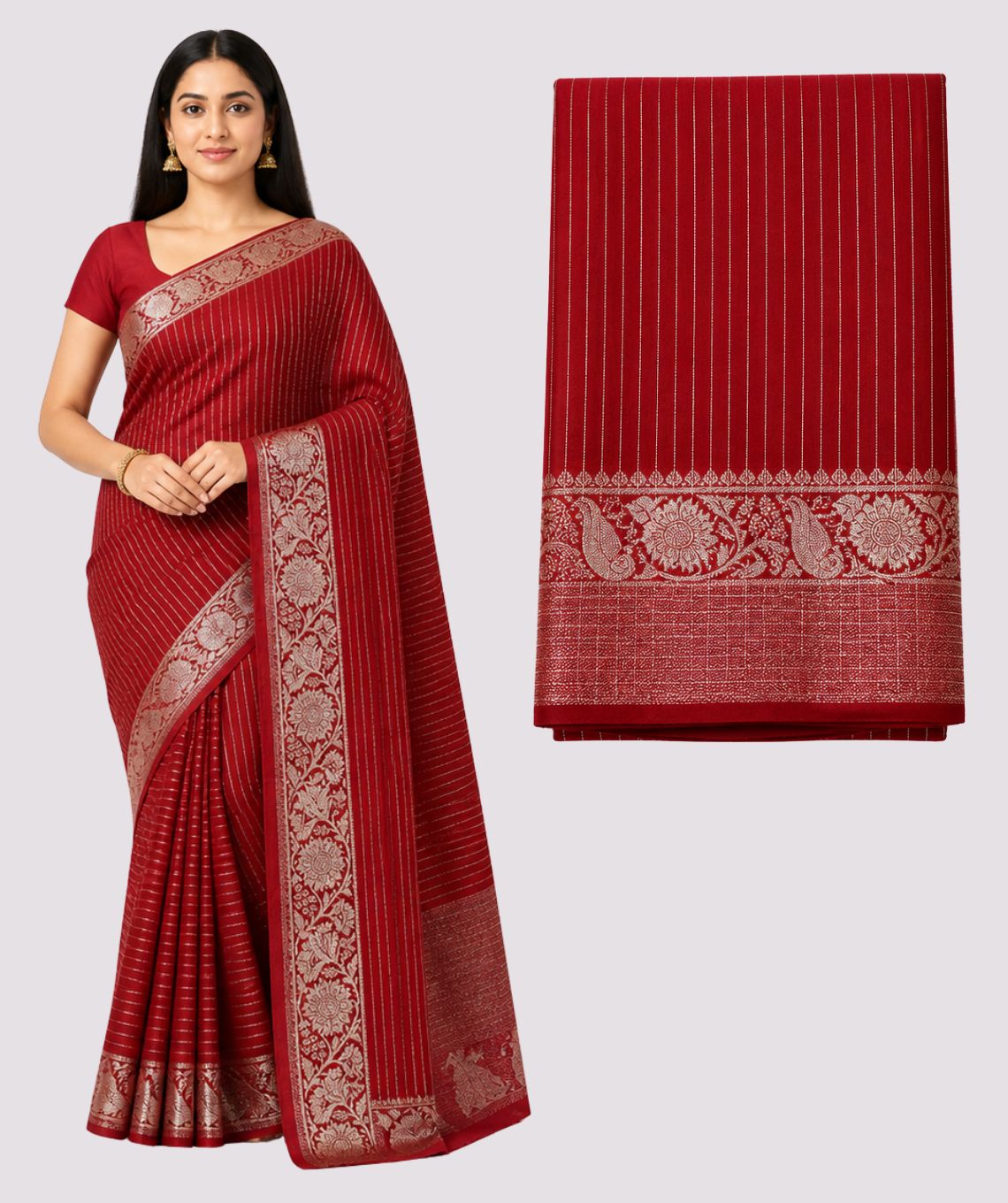 Art Silk Red Saree