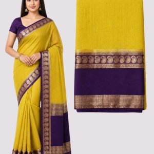 Art Silk Yellow Purple Saree