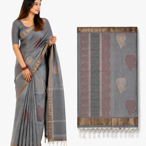 Elegant Grey and Gold Saree