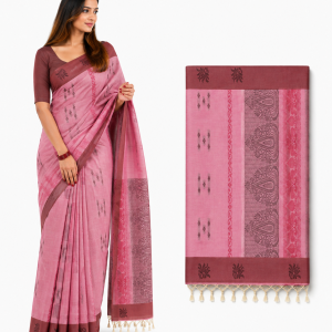 Pink Saree Model and Textile Panel