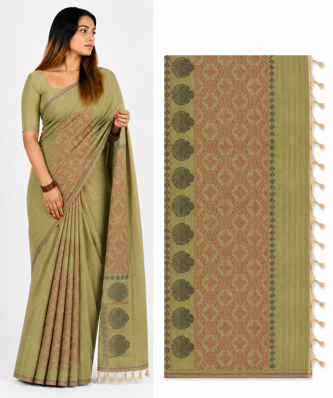 Sage Green Sari