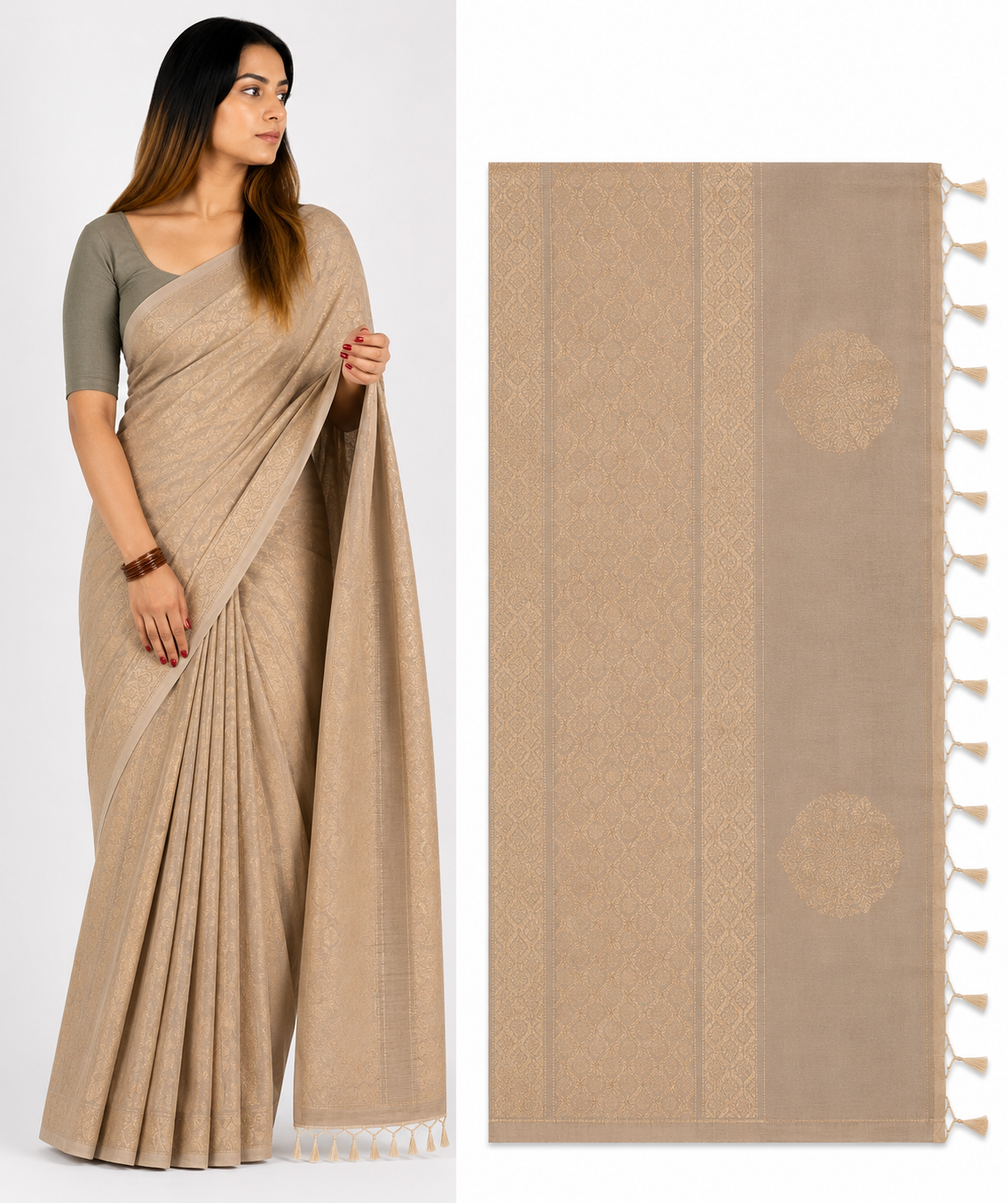 Taupe Saree Model
